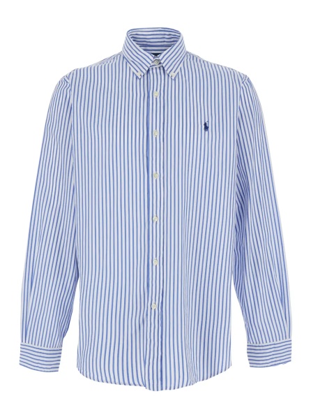 Camasa Shirt with Striped Design and Classic Collar in Light Blue for Men