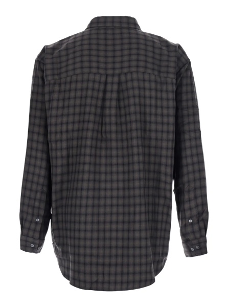 Camasa UNISEX CHECKED FLANNEL SHIRT with collar and long sleeves in polyester and rayon green unisex