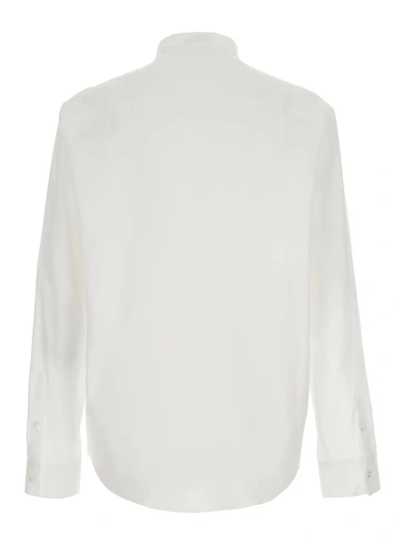 Camasa White High-neck shirt with buttons and pleated design in cotton for men