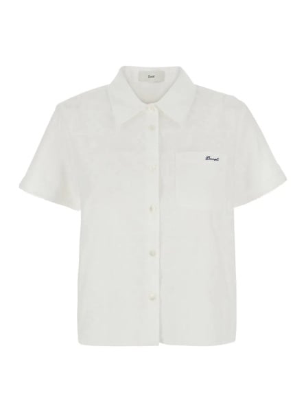 Camasa White Shirt with classic collar and logo embroidery on the front in cotton for women
