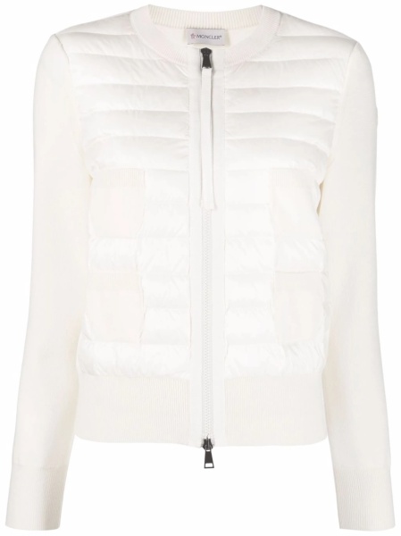 Cardigan Moncler alb din poliamida si lana