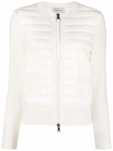 Cardigan Moncler alb din poliamida si lana