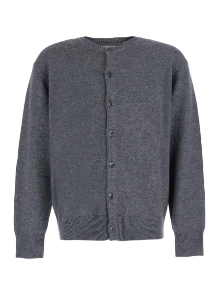Cardigan UNISEX CREWNECK KNIT CARDIGAN with long sleeves and round neck in Wool Viscose Nylon Cashmere Gray Unisex
