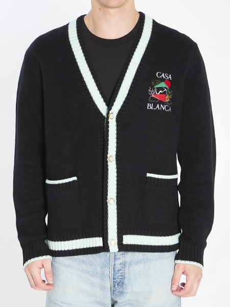 Cardigan With Stacked Casa Mountain Temple Design
