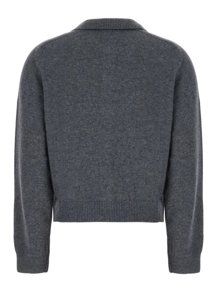 Cardigane OLLARED KNIT CARDIGAN with V-neck and long sleeves in Nylon, Wool and Cashmere gray women
