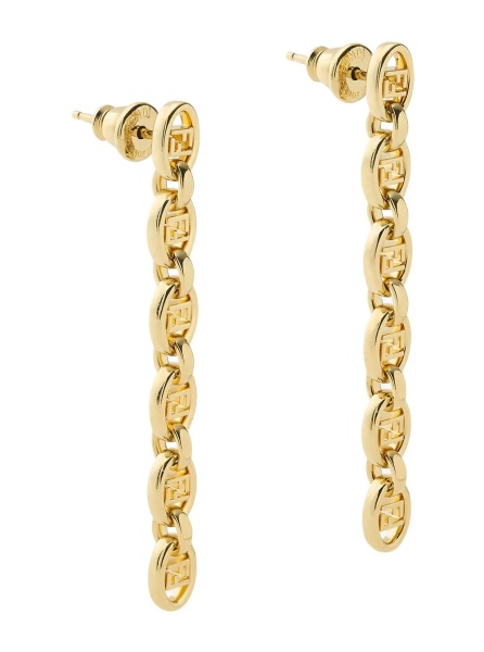 Cercei gold colored Pair of earrings with logoed knit design in metal Women