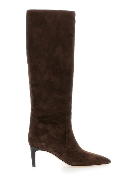 Cizme Brown Boots with Pointed Toe and Stiletto Heel in Suede Woman