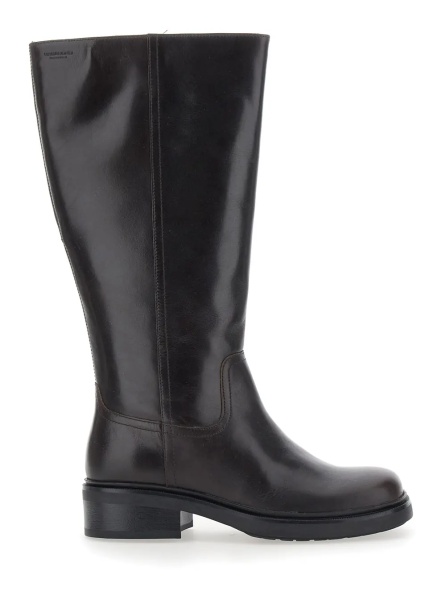 Cizme 'Karlie' Brown Boots with Round Toe in Leather for Women