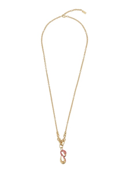 Coliere Gold-colored Necklace with chain design and front pendant in brass for women