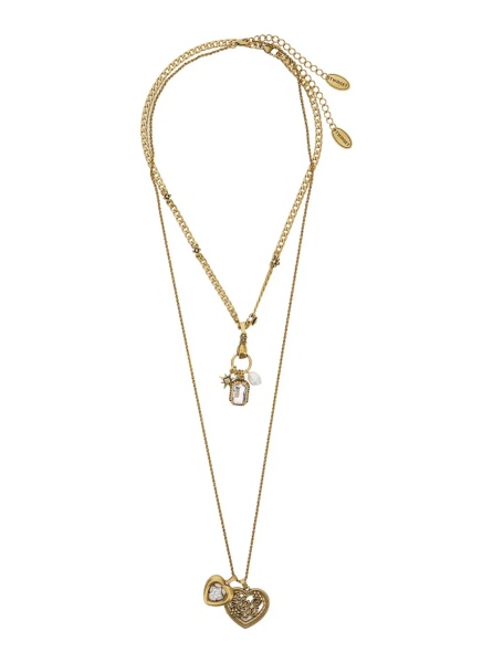 Coliere NATURAL Necklace with elegant metal details and warm colors, metallic material, old gold color, woman