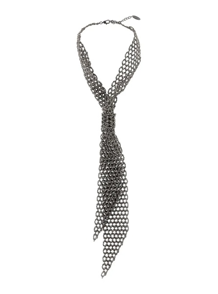 Coliere silver colored Necklace with mesh texture and all-over Monili design in silver for women