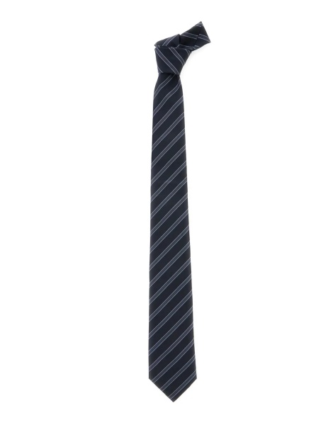 Cravate blue Tie with striped motif in silk Man