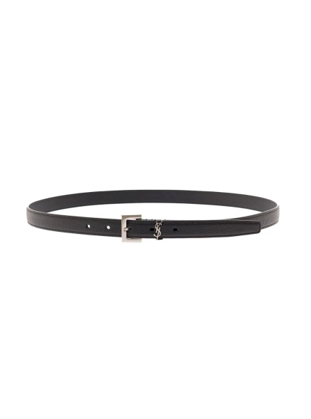Curea Belt 'Cassandra' in Leather with Black Silver Buckle for Men