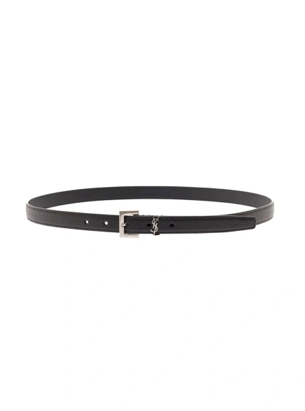 Curea Belt 'Cassandra' in Leather with Black Silver Buckle for Men
