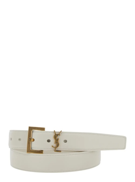 Curea Belt with YSL Plate in White Leather for Women