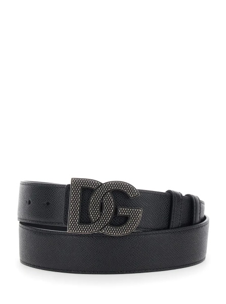 Curea Black Leather Belt with Logo Buckle for Men