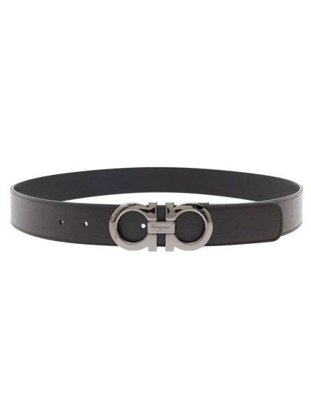 Curea Reversible belt with Gancini buckle in Brown Leather for Men