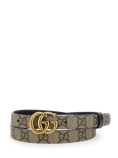 Curea Reversible Slim Belt 'GG Marmont' in GG Supreme Fabric Beige Woman