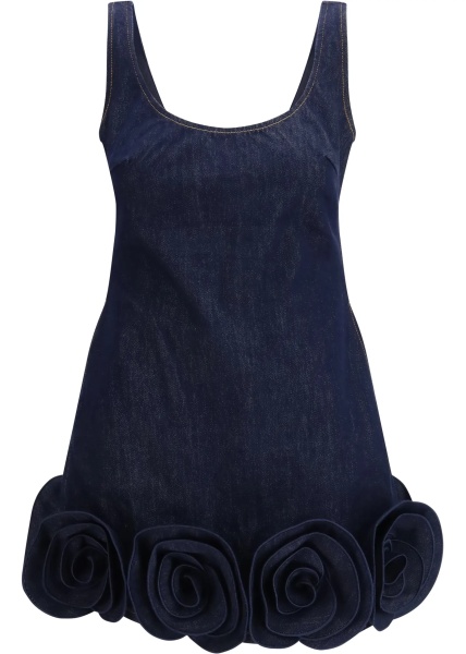 Denim 3d Flower mini Dress