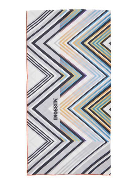 Esarfa Multicolor scarf with logo lettering and stripe motif in silk for women