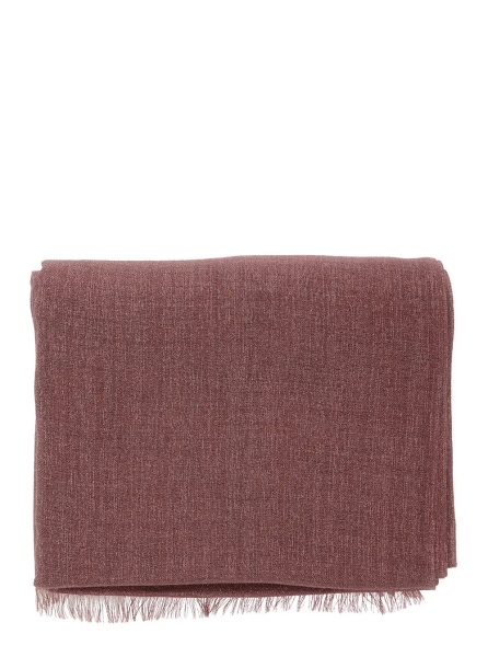Esarfa Pink Scarf with Frayed Edges and Wrap Design in Cashmere Blend Women