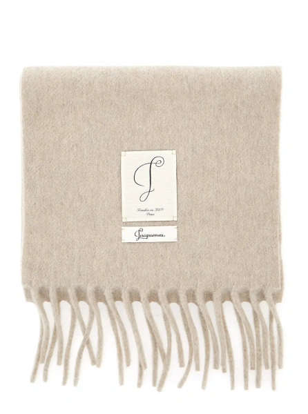 Esarfa THE HORSEBIT SCARF with details in 100% virgin wool and beige color unisex