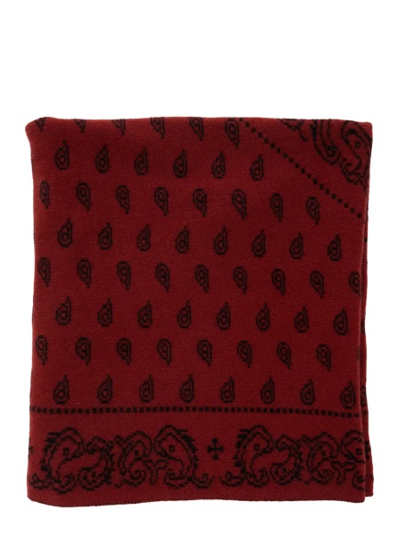 Esarfa 'The Wild Rag' Red Scarf with All-Over Motif in Cashmere for Women