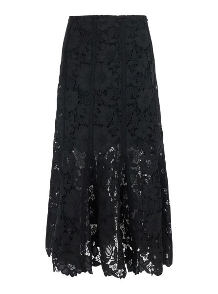 Fusta black Skirt with lace details and back closure in fabric for women