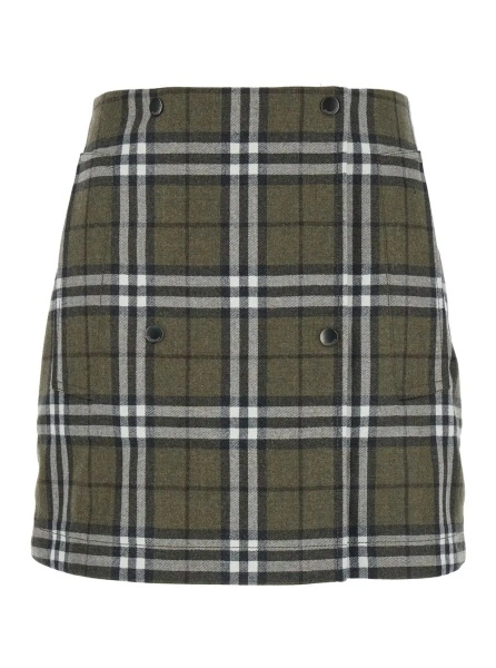 Fusta Burberry verde din lana virgina