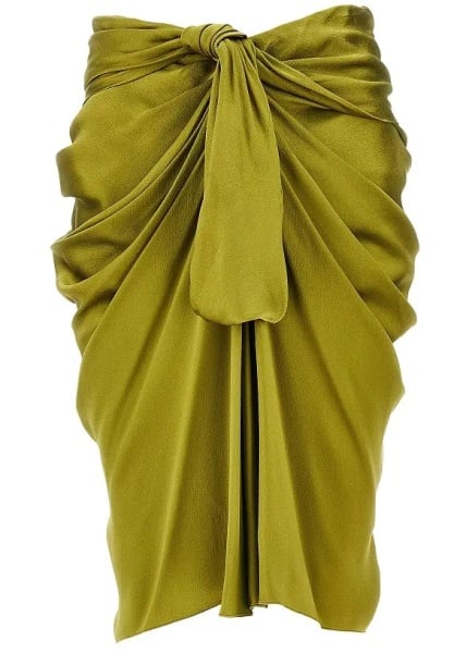 Fusta Draped silk midi skirt