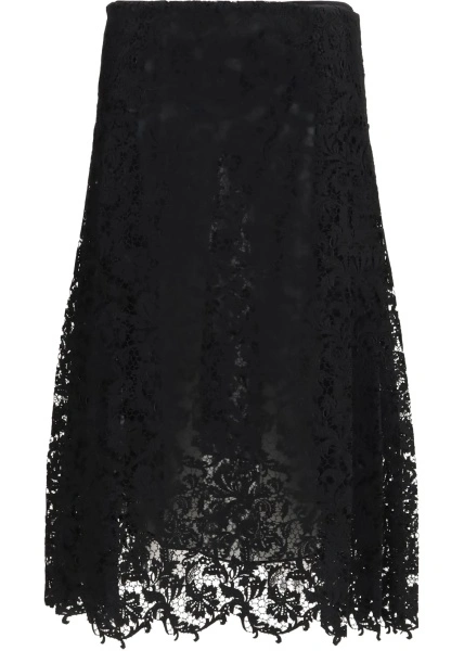 Fusta Fendi neagra din dantela macrame