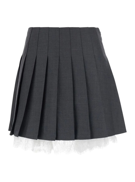 Fusta Grey skirt with lace details in fabric woman