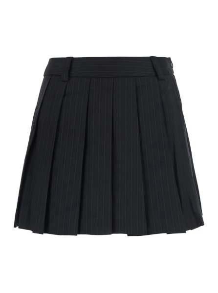 Fusta PLEATS MINI STRIPED SKIRT with stripes and Tech Fabric in black for women