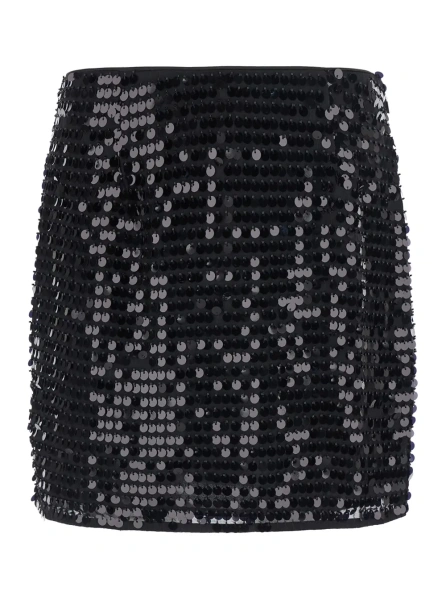Fusta Skirt SEQUINS MINI SKIRT with black polyester fabric for women