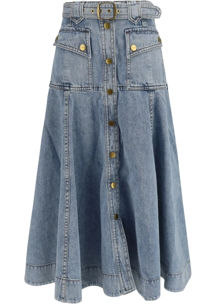 Fusta Utility Denim Midi Skirt