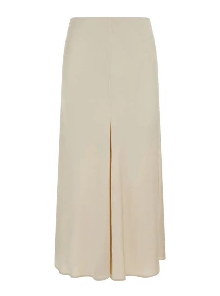 Fusta White Midi skirt with flared hem and elasticated waist in viscose blend for women