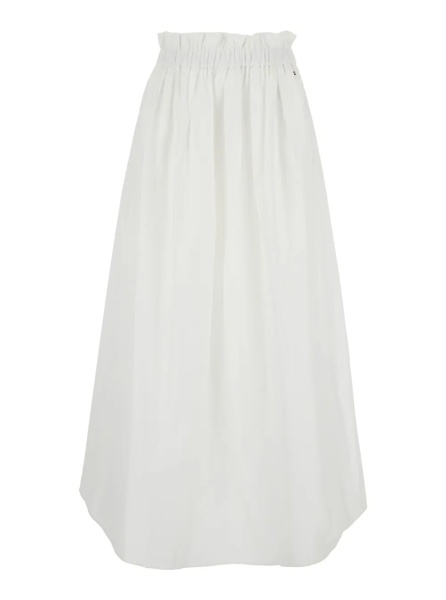 Fusta White Tech Fabric Skirt with Elastic Waist and Logo Plate for Women