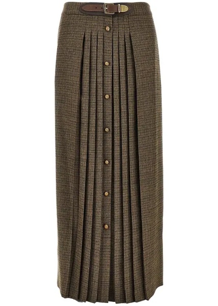 Fusta Wool long skirt with houndstooth motif
