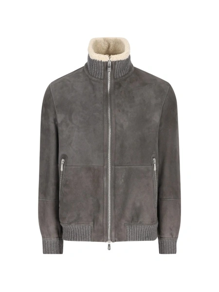 Geaca bomber Brunello Cucinelli gri din blana