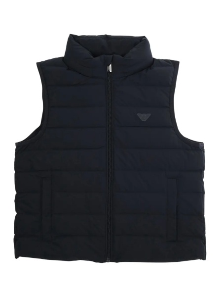 Geaca de Iarna Down jacket without sleeves Blue with high collar in Tech Fabric for Boy