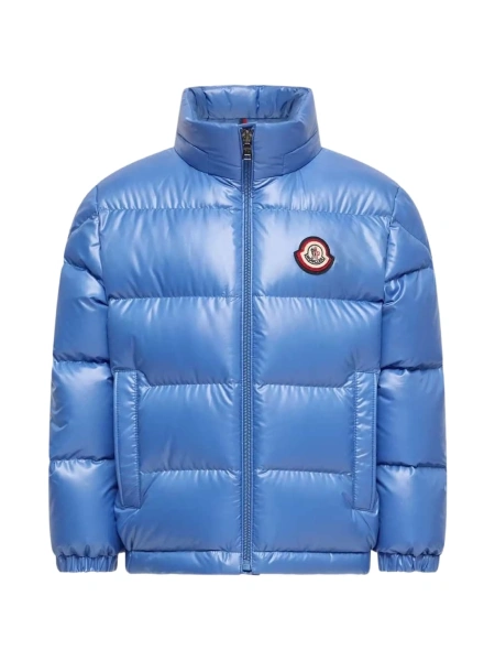 Geaca de iarna Moncler albastra din poliester reciclat