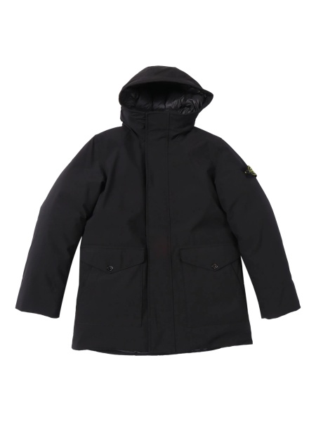 Geaca de iarna Stone Island neagra din elastan si polyester
