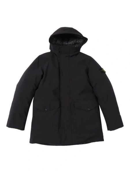 Geaca de iarna Stone Island neagra din elastan si polyester