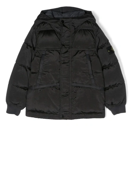 Geaca de iarna Stone Island neagra din rasina poliuretanica si poliamida