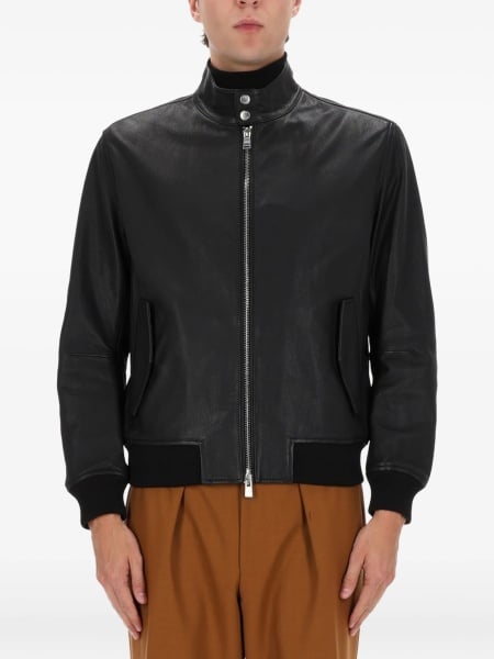 Geaca de piele Hugo Boss neagra