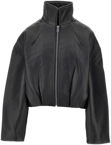 Geaca de piele ROTATE Birger Christensen neagra din piele