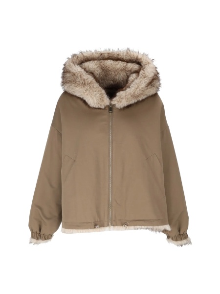 Geaca de Piele WOMAN FABRIC & FAKE FUR JACKET