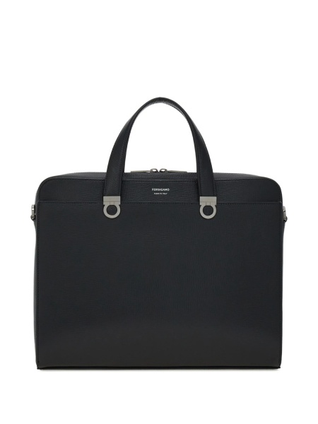Geanta de laptop Ferragamo gancini neagra din piele