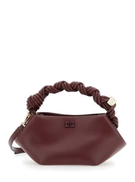 Geanta de mana 'Bou' Bordeaux Mini Handbag with Braided Handle and Removable Shoulder Strap in Leather Woman