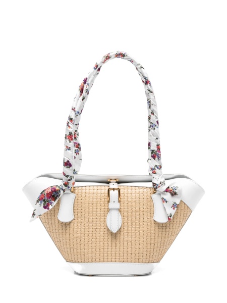 Geanta de mana Dolce & Gabbana neutra din polyester si rafie